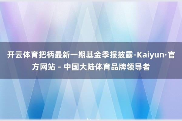 开云体育把柄最新一期基金季报披露-Kaiyun·官方网站 - 中国大陆体育品牌领导者